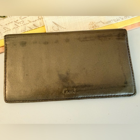 Coach Handbags - Authentic Vintage Grey Leather Coach Checkbook Cover